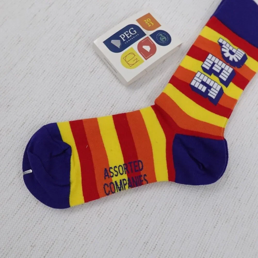 New Retro Striped Novelty Crew Socks Multi Color Candy Pattern M 7-11 W 8.5-12.5